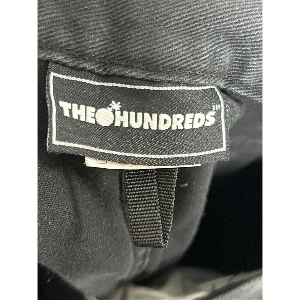 The Hundreds Black Denim Jeans Rear Button Flap Pockets Sword Logo Mens Size 40